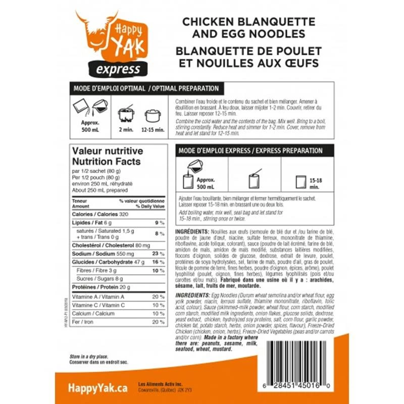 Happy Yak Camping food Blanquette of Chicken and Egg Noodles 4 Happy Yak Camping food Blanquette of Chicken and Egg Noodles - Image 2