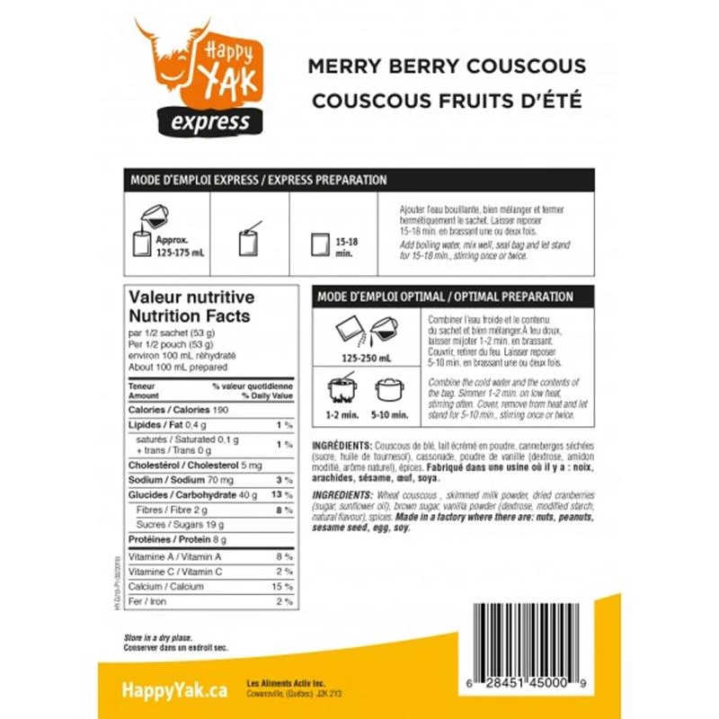 Happy Yak Camping food Merry Berry Couscous 4 Happy Yak Camping food Merry Berry Couscous - Image 2